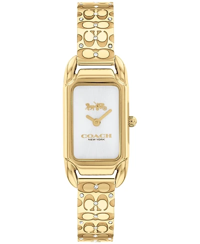 Coach Women's Cadie Signature C Gold-Tone Stainless Steel Bangle Watch, 28.5 x 17.5mm
