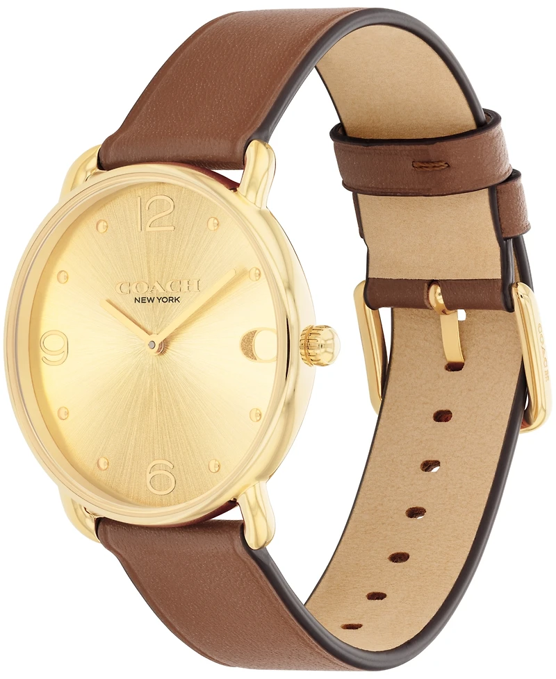 Coach Unisex Elliot Saddle Leather Strap Watch, 36mm