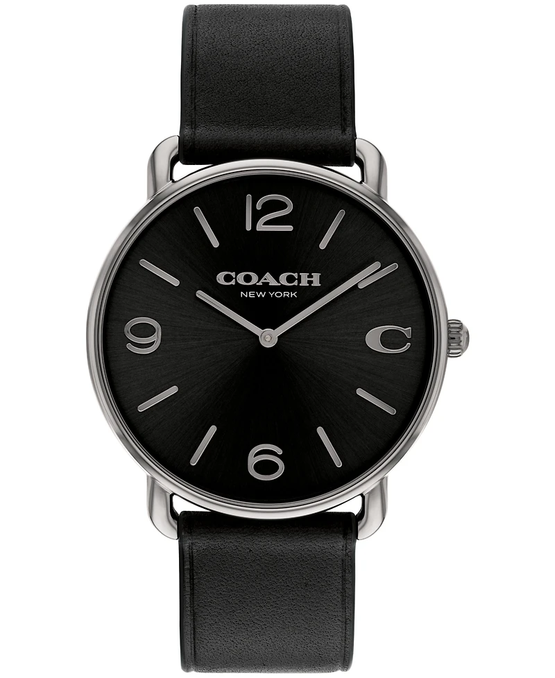 Coach Unisex Elliot Black Leather Strap Watch, 40mm