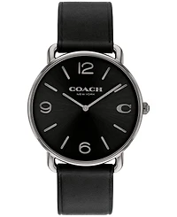 Coach Unisex Elliot Black Leather Strap Watch, 40mm