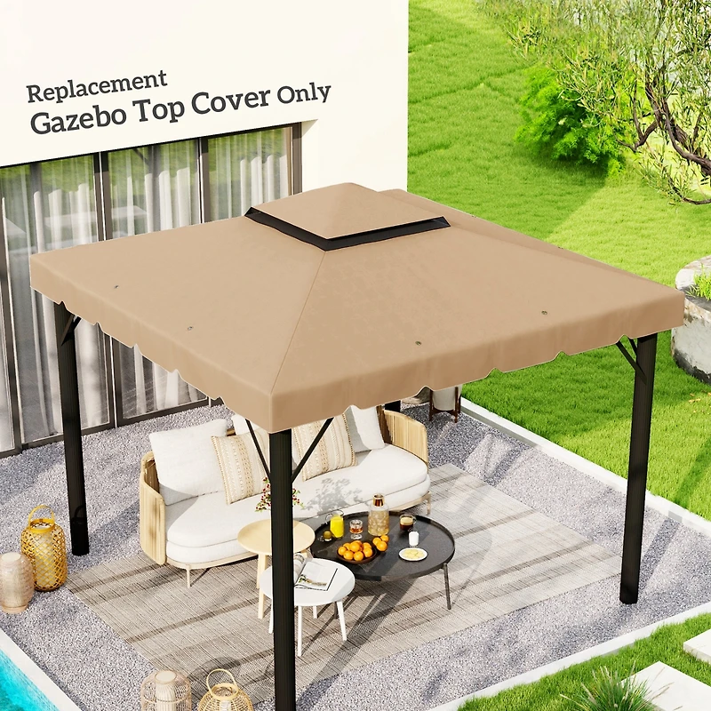 Outsunny 10' x 10' Double Roof Gazebo Replacement Canopy Top Cover,