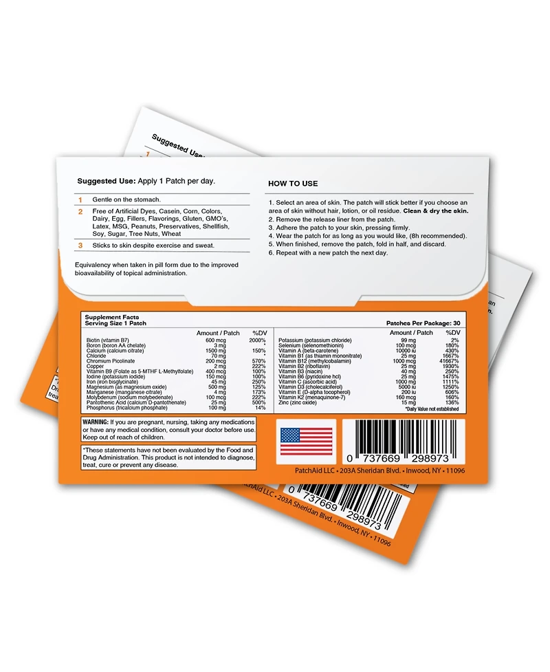 MultiVitamin Plus Topical Patch by PatchAid (30-Day Supply)