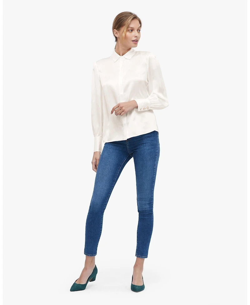 Vintage Bow Tie Silk Blouse for Women
