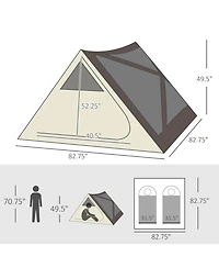 Outsunny 2-3 People Pop Up Camping Tent Waterproof Automatic Instant Tent Portable Cabana Beach Tent with Rainfly, Carry Bag, Windows and Doors, Outdo