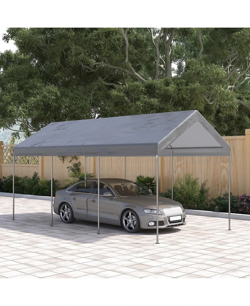 Outsunny 10' x 20' Carport, Portable Garage & Patio Canopy Tent Storage Shelter, Adjustable Height, Anti-uv Cover for Car, Truck, Boat, Catering, Wedd