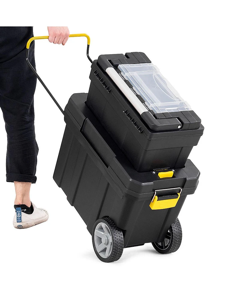 2-in-1 Rolling Tool Box Set Mobile Tool Chest Storage Organizer