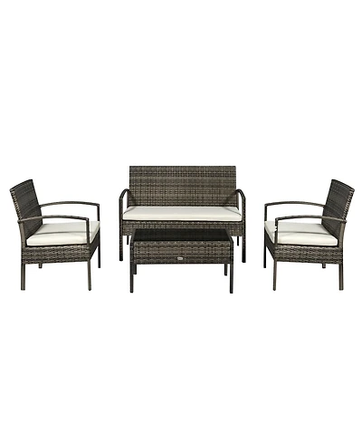 Outsunny Patio Furniture Set, 4pc w/ Loveseat, Chairs, Table,
