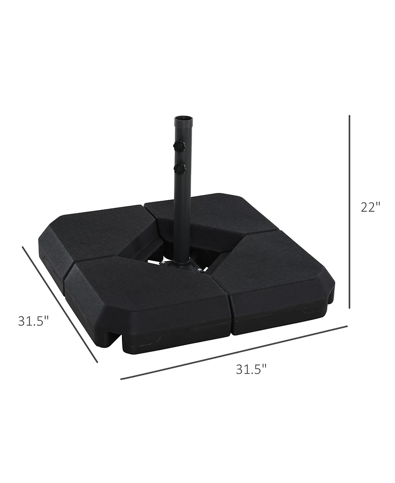 Outsunny 4-Piece Outdoor Patio Offset Umbrella Base Stand Weight Holder w/ Cross Base for Powerful Support, 158lbs Sand or 132lbs Water Filled, Black