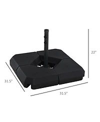 Outsunny 4-Piece Outdoor Patio Offset Umbrella Base Stand Weight Holder w/ Cross Base for Powerful Support, 158lbs Sand or 132lbs Water Filled, Black