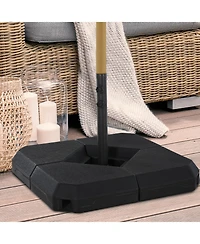 Outsunny 4-Piece Outdoor Patio Offset Umbrella Base Stand Weight Holder w/ Cross Base for Powerful Support, 158lbs Sand or 132lbs Water Filled, Black