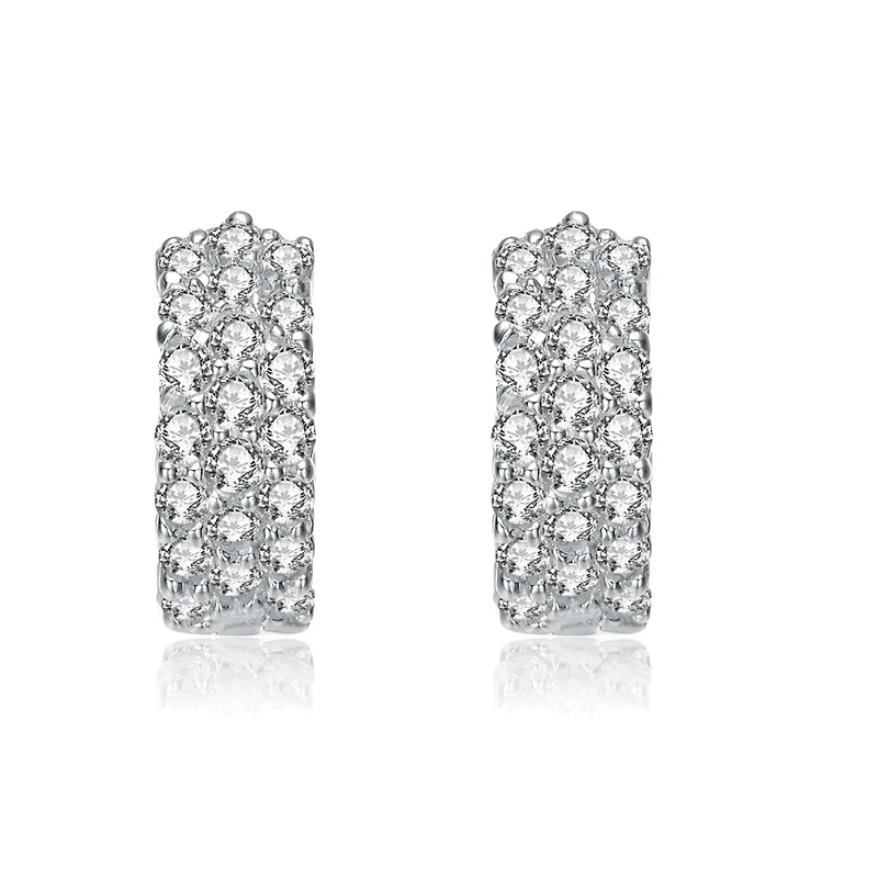One of a Kind White Gold Plated Cubic Zirconia 13mm Hoop Earrings