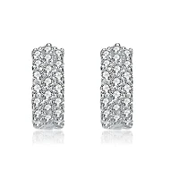 One of a Kind White Gold Plated Cubic Zirconia 13mm Hoop Earrings