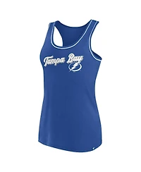 Women's Fanatics Royal Tampa Bay Lightning Wordmark Logo Racerback Scoop Neck Tank Top