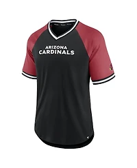 Men's Fanatics Black, Cardinal Arizona Cardinals Second Wind Raglan V-Neck T-shirt