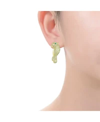 White Gold And 14K Plated with Green & Cubic Zirconia Walking Panther Earrings