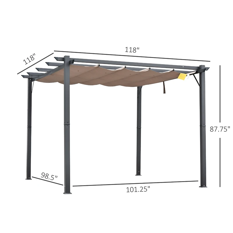 Outsunny 10' x 10' Pergola with Retractable Shade Canopy, Aluminum,