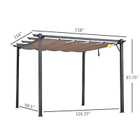 Outsunny 10' x 10' Pergola with Retractable Shade Canopy, Aluminum,