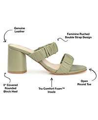 Journee Signature Women's Vidda Ruched Slip On Sandals