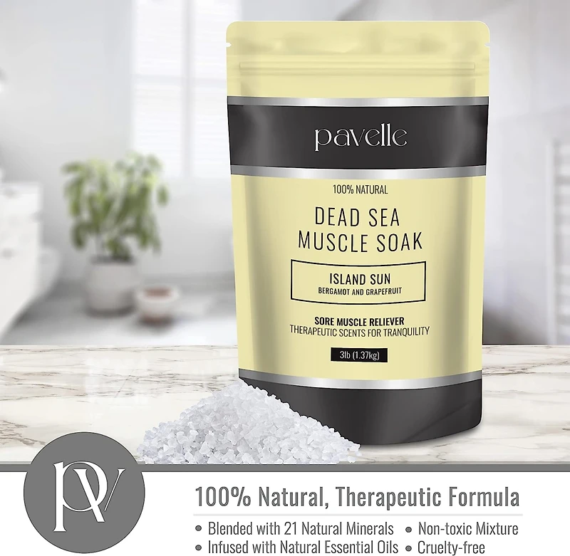 Pavelle Dead Sea Muscle Soak, Bath Sea Salt, Island Sun