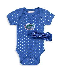 Girls Newborn and Infant Royal Florida Gators Hearts Bodysuit and Headband Set