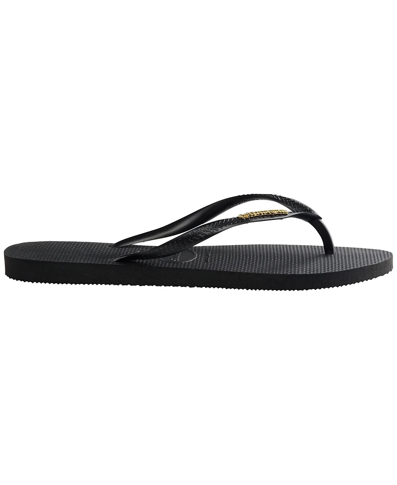 Havaianas Women's Slim Logo Metallic Slip On Sandals