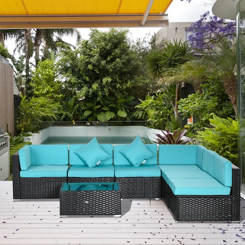 Outsunny 7pc Sectional Wicker Patio Furniture,
