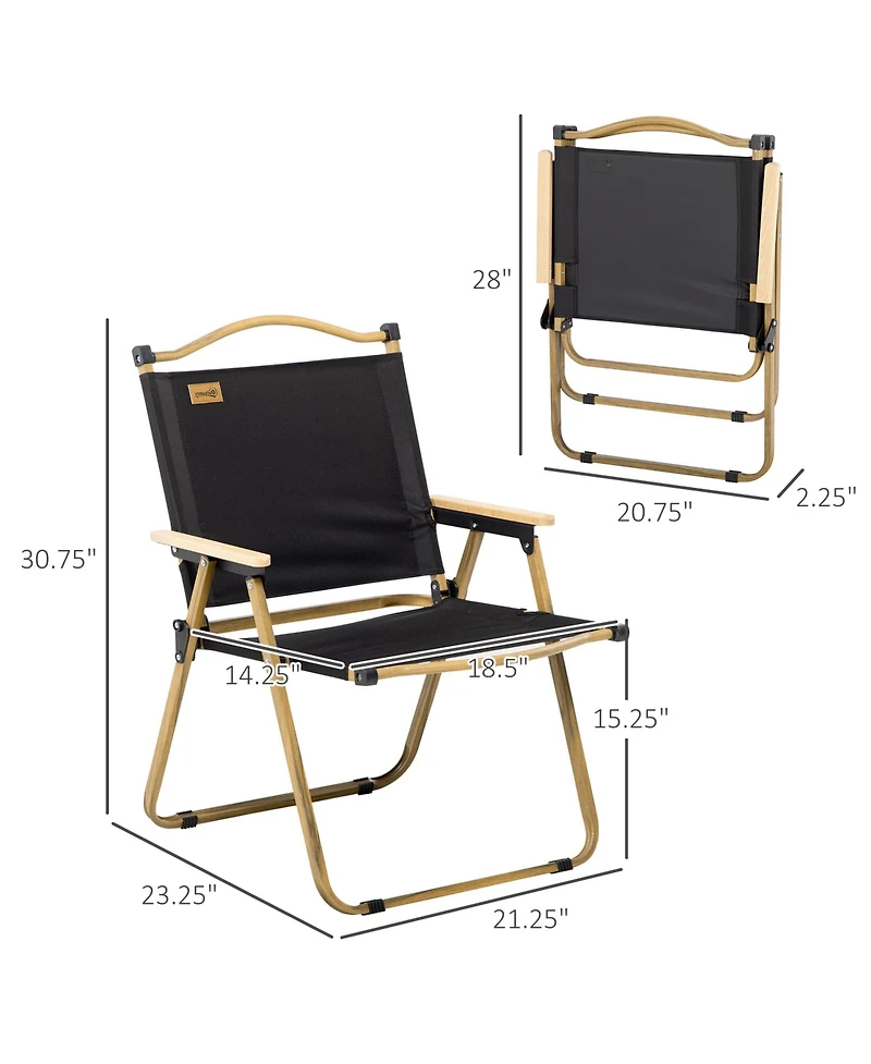 Outsunny Set of 2 Folding Camping Chair, Portable Armchairs