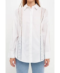 English Factory Women's Embroidery Detail Shirt