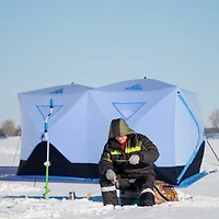 Outsunny 8 Person Ice Fishing Shelter Tent, Light
