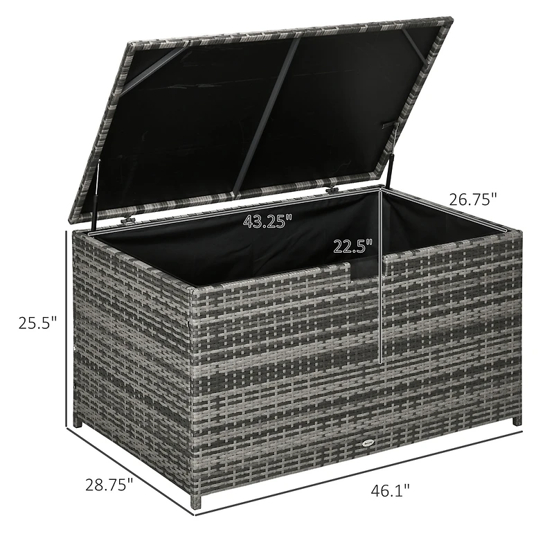 Outsunny 113 Gallon Deck Box with Groove Handle for Garden Tools Dark