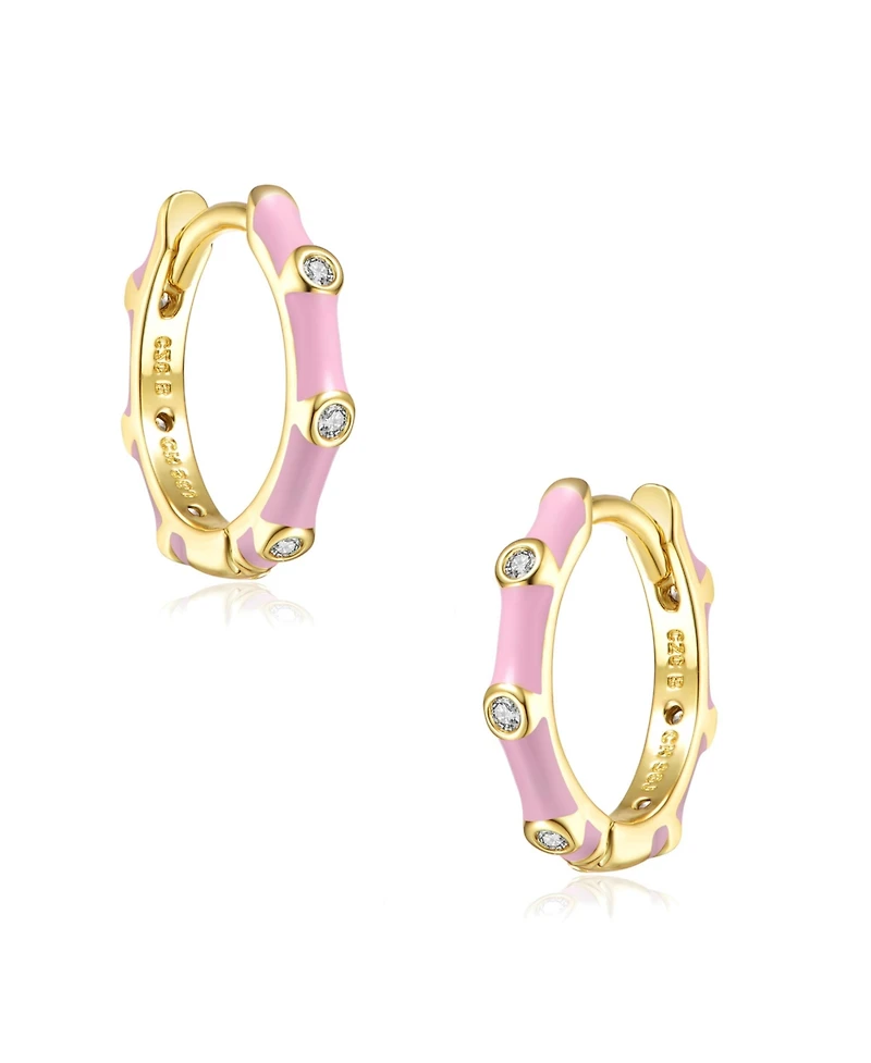 Kids 14k Gold Plated with Clear Cubic Zirconia Hoop Earrings