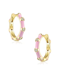 Kids 14k Gold Plated with Clear Cubic Zirconia Hoop Earrings
