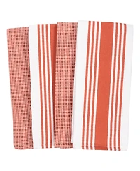 Kaf Home Center Band Waffle Cotton 4 Piece Flat Kitchen Towel, 18" x 28"