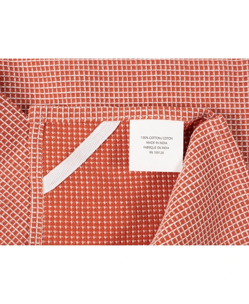 Kaf Home Center Band Waffle Cotton 4 Piece Flat Kitchen Towel, 18" x 28"