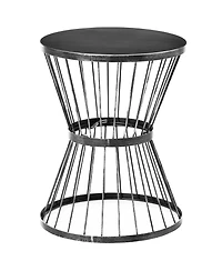 Outsunny 16" Steel Patio End Table, Side Table with Hourglass Design, Accent Table for Outdoor and Indoor Use