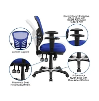 Mid-Back Mesh Triple Paddle Swivel Ergonomic Office Chair With Adjustable Arms