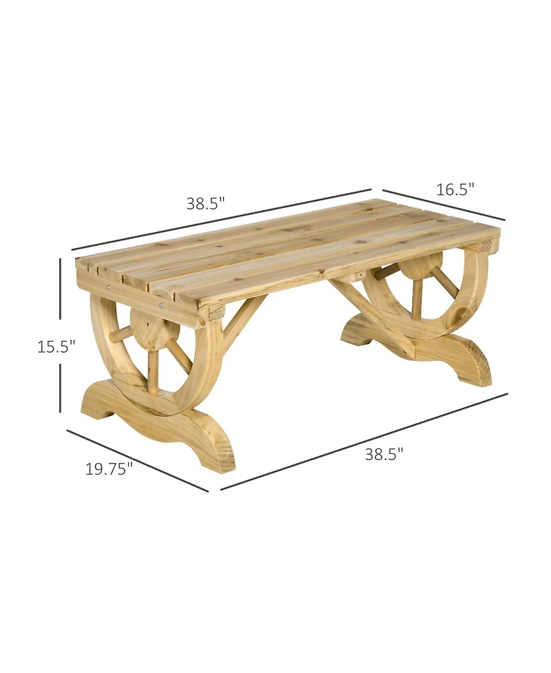Outsunny 2-Person Garden Bench Outdoor Wagon Wheel Porch Bench for Backyard, Patio