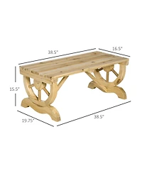 Outsunny 2-Person Garden Bench Outdoor Wagon Wheel Porch Bench for Backyard, Patio