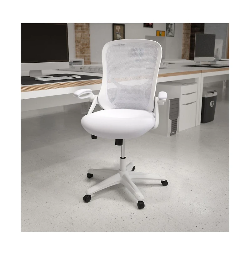 Emma+Oliver High Back Mesh Ergonomic Office Chair With Flip-Up Arms