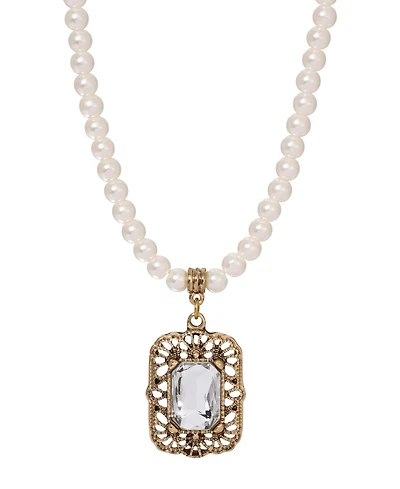 2028 Crystal Glass Bead Pendant Necklace