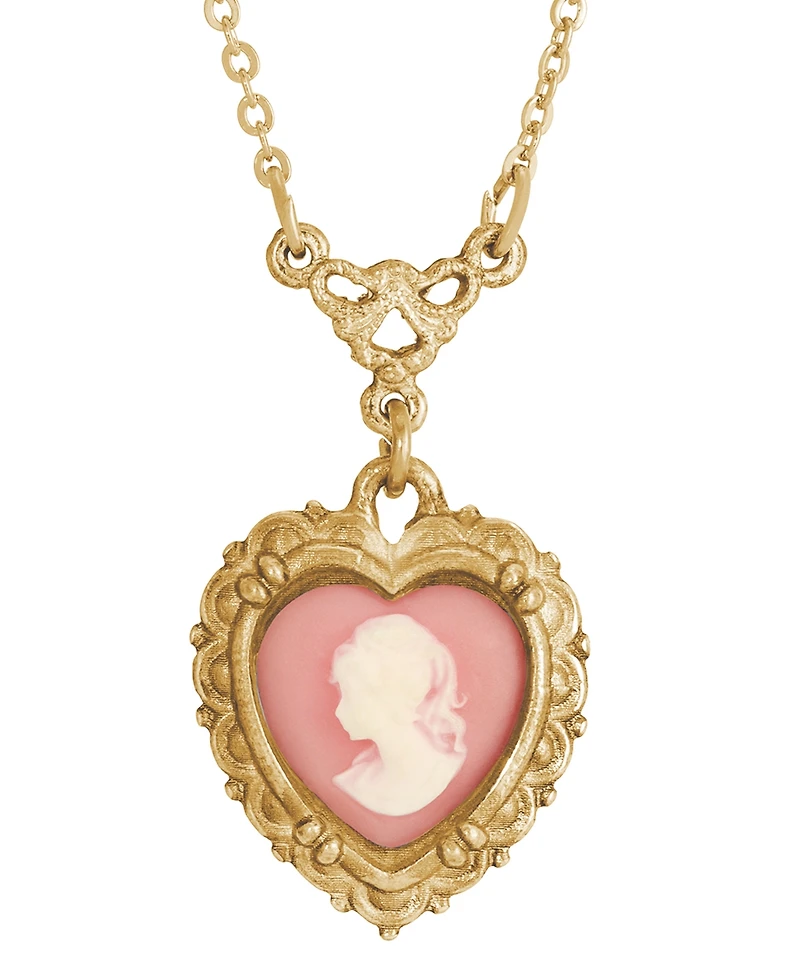 2028 Resin Pink Cameo Heart Necklace