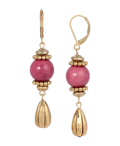 2028 Semi-Precious Fluted Bead Lever Back Earrings