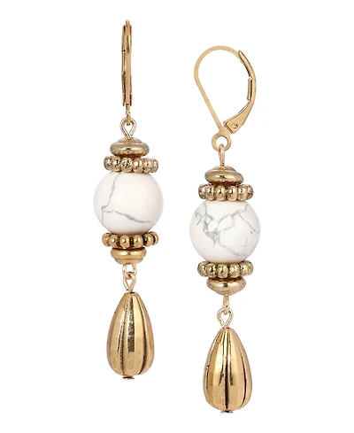 2028 Semi-Precious Fluted Bead Lever Back Earrings