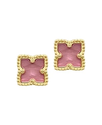 Adornia 14K Gold Plated Flower Pink Imitation Mother of Pearl Stud Earrings