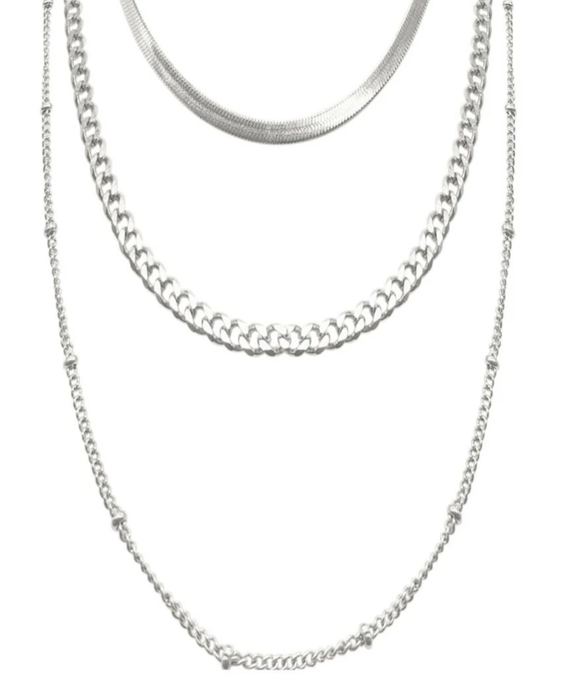 Adornia 18-21" Adjustable Plated Triple Layered Chain Necklace