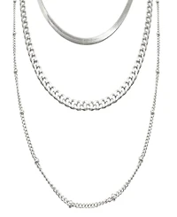 Adornia 18-21" Adjustable Plated Triple Layered Chain Necklace