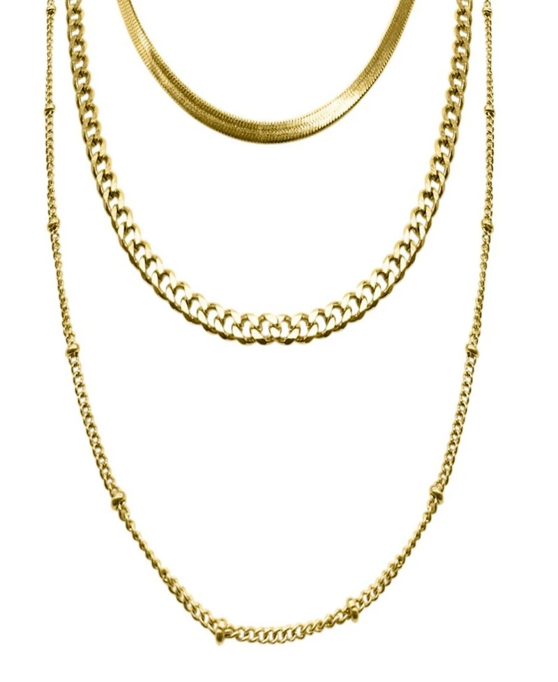 Adornia 18-21" Adjustable Plated Triple Layered Chain Necklace