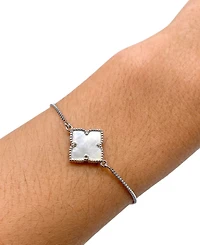 Adornia Adjustable Flower Imitation Mother of Pearl Silver Plated Bolo Bracelet