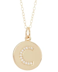 Adornia 18" Chain 14K Gold Plated Disc Necklace with Crystal Engraved Letter