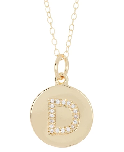 Adornia 18" Chain 14K Gold Plated Disc Necklace with Crystal Engraved Letter